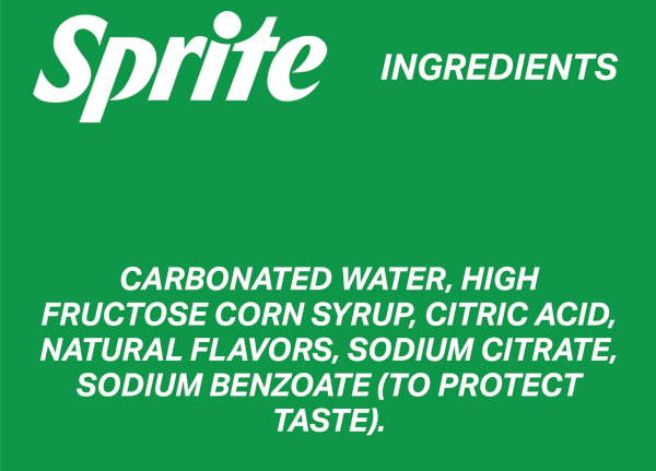 Sprite ingredients label