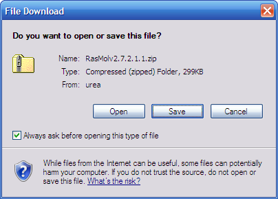 Internet Explorer file download dialog