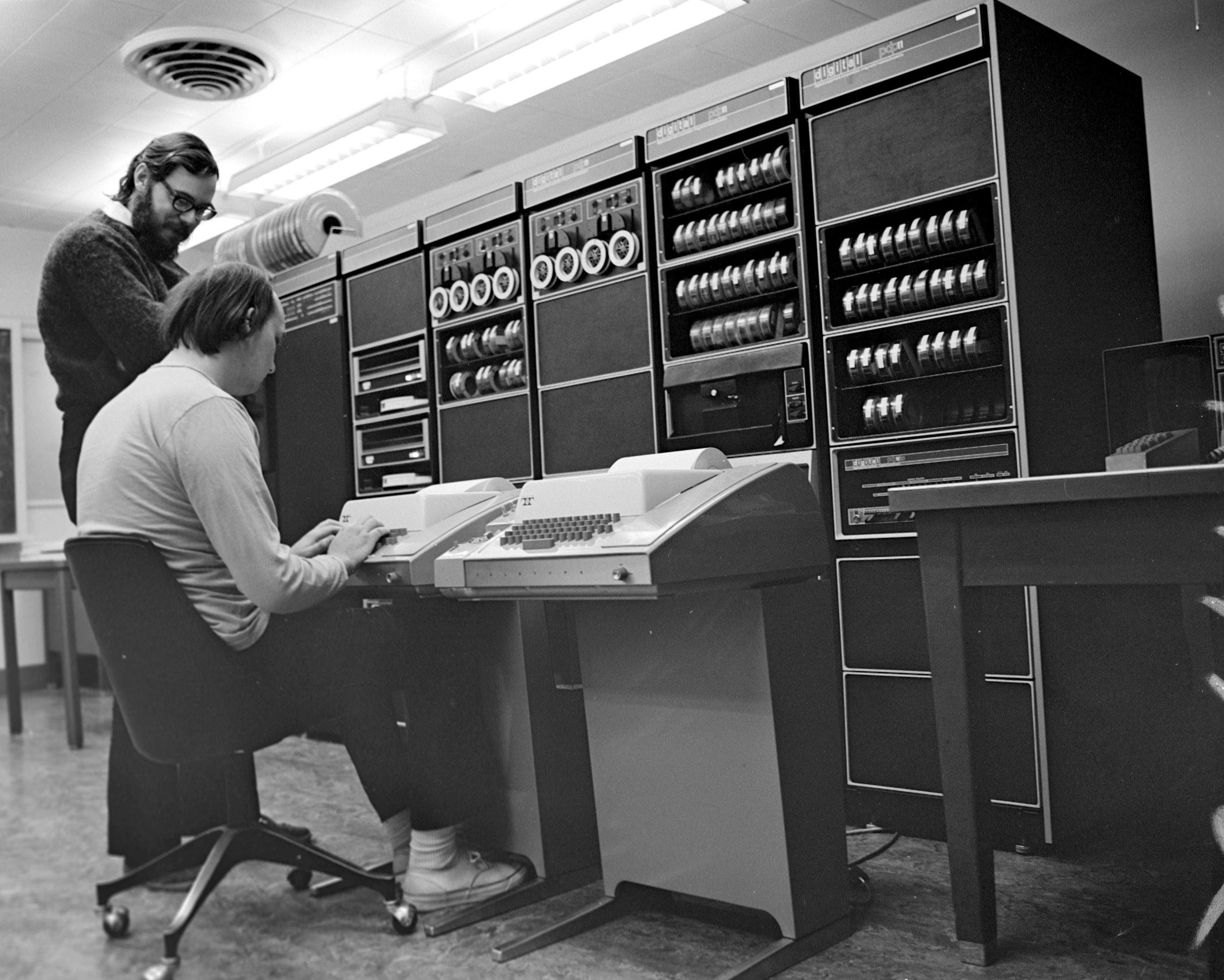 Ken Thompson and Dennis Ritchie at a PDP-11 c. 1970.