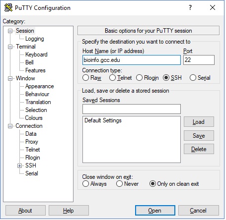 configure putty.