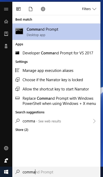 Open the command prompt.