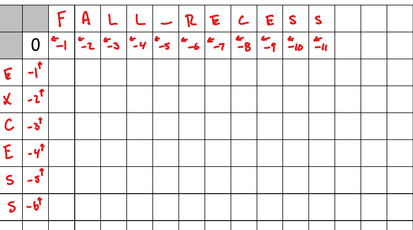 Needleman-Wunsch algorithm initialize stage